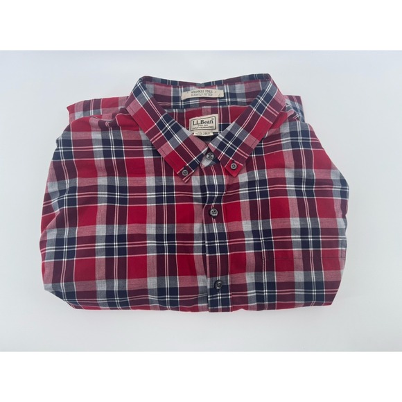 L.L. Bean Other - LL Bean  Shirt 2XL Tall Cotton Plaid Button Up Slightly Fitted  Wrinkle Free